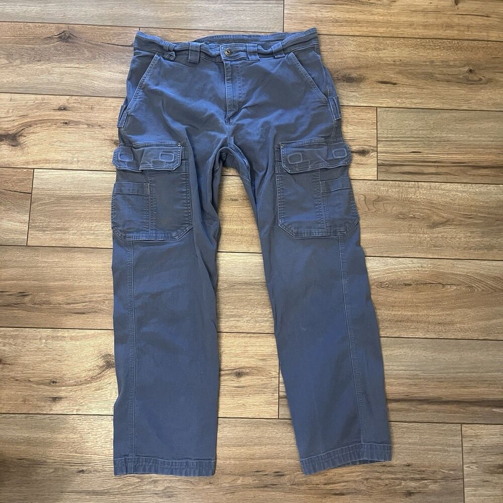 Duluth Trading Co Flex Fire Hose Blue Cargo Canvas Workwear Pants 36x32 (36x31)